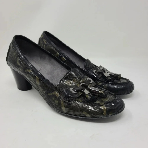 Stuart Weitzman Camouflage Print Loafer Heels 7.5 - Picture 1 of 9